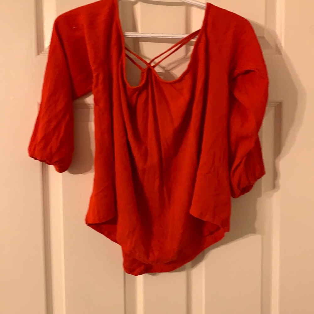Just Fab orange cold shoulder halter
